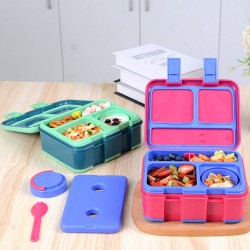 All In 1 Tiffin School Lunch Bento Box For Kids Bpa Free Lunch Box With Food Cup And Ice Pack, Pink Kids' Lunch Boxes