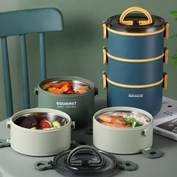 Best Selling 304 Ss Bento Insulated Lunch Box Multi-layer Thermal Lonchera Portable Round Tiffin Box