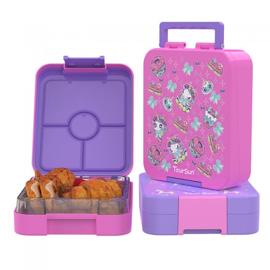 Children 4 Compartment Plastic Office School Lunch Container Kids Bento Lunch Box For Kids