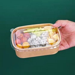 Custom Containers Recycle Food Packaging Kraft Biodegradable Disposable Paper Lunch Box With Lid