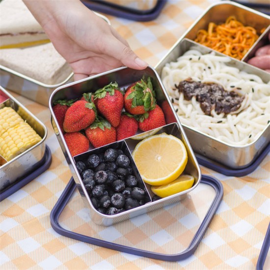 Wholesale Food Storage Custom 2/3/4/5 Compartment Lid Stainless Steel Bento Lunch Box