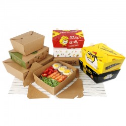 Lunch Box Food Gift Package Mooncake Box Offset Printing Disposable Kraft Paper Custom Factory Supply Brown Food Paper Box