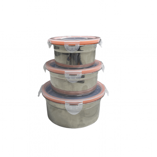 Wholesale High Quality Stainless Steel Lunch Boxes Home Life with round Cover for Fruit and Food Storage