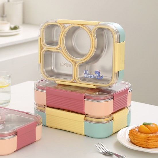 Reusable on the Go Meal Leak Proof Stainless Steel School Lunch Boxes Kids Bento Tiffin Lunch Box for School Children Kids